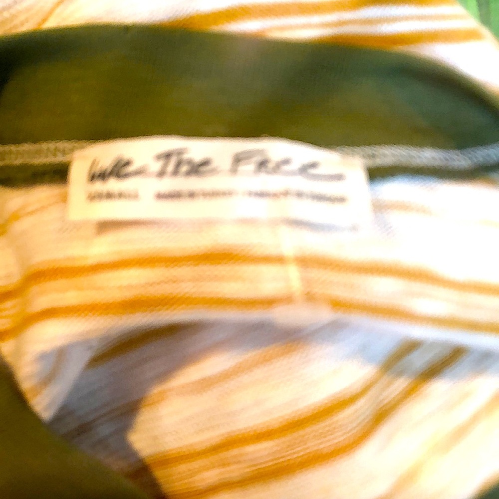 Free People We the free striped cream golden yellow& green cotton Tee Sz xs - Picture 2 of 6
